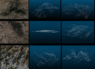 grid of nine photos of mapped terrain