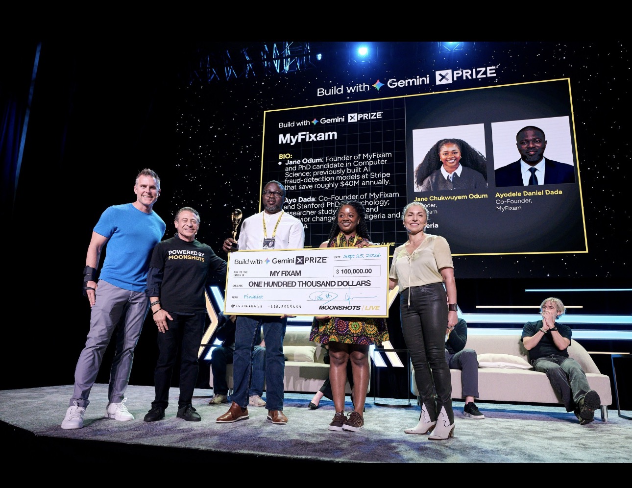 Jane Odum on stage receiving award 
