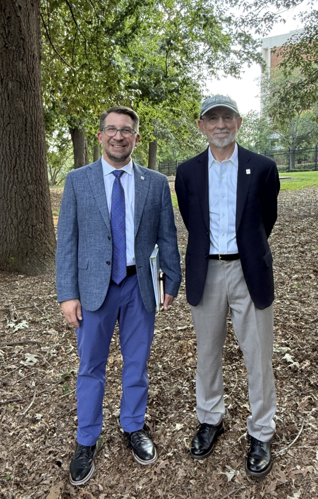 Drew Abney and pat Shannon near tree