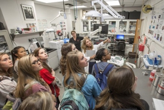 students in a vet med lab