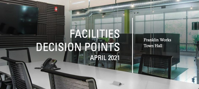 April Town Hall - Facilities Decisions Points title slide image