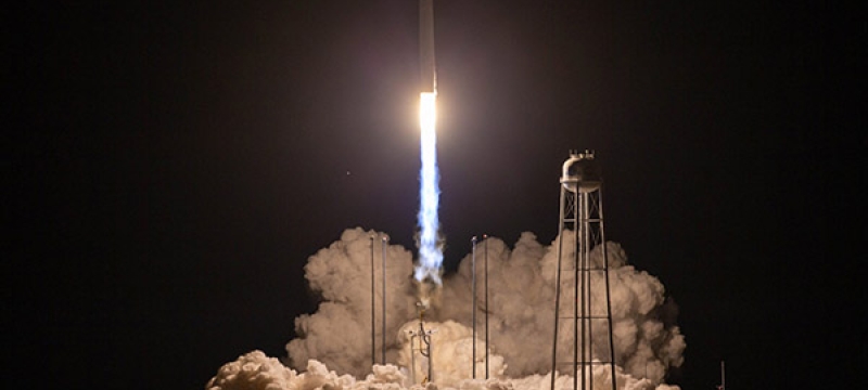 Photo of rocket launch at night