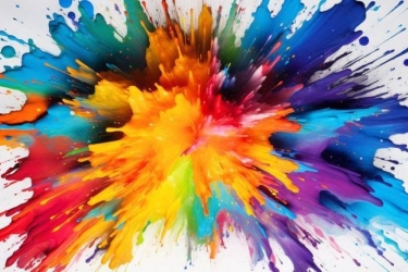 graphic image of splattered paint in many colors