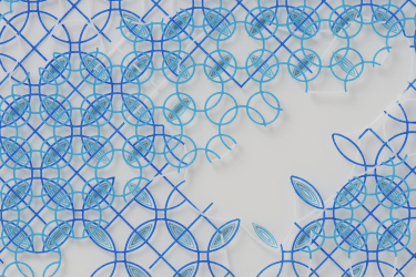 photo of blue geometric pattern drawing