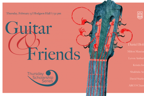 fuchsia graphic with guitar neck and text