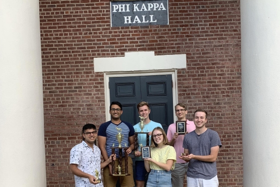 group photo of students at Phi Kappa hall