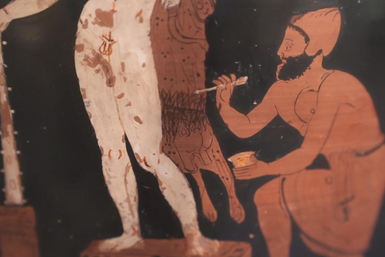 photo of a painting on an ancient vase