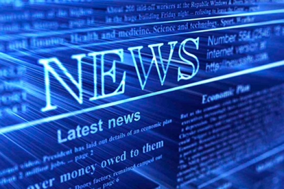 news graphic in blue