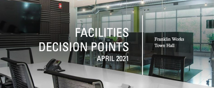April Town Hall - Facilities Decisions Points title slide image